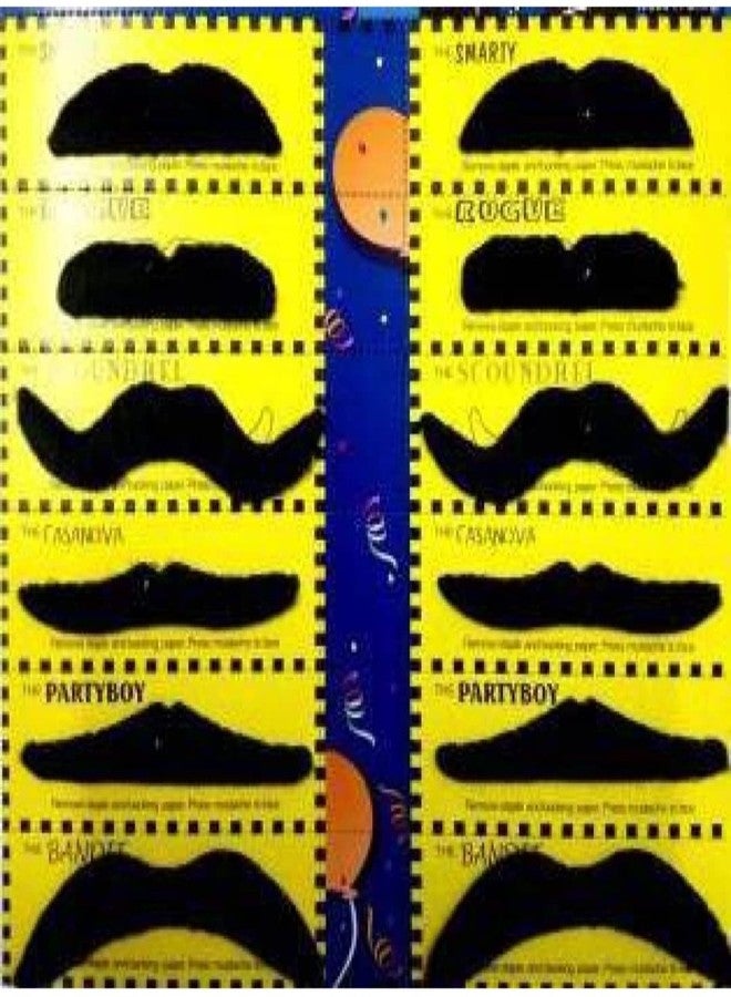 R.S Assorted self adhesive fake moustache beard for kids black (12 pcs) - Image 1